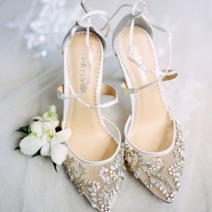 Bella Belle Florence Embellished Ivory Heels